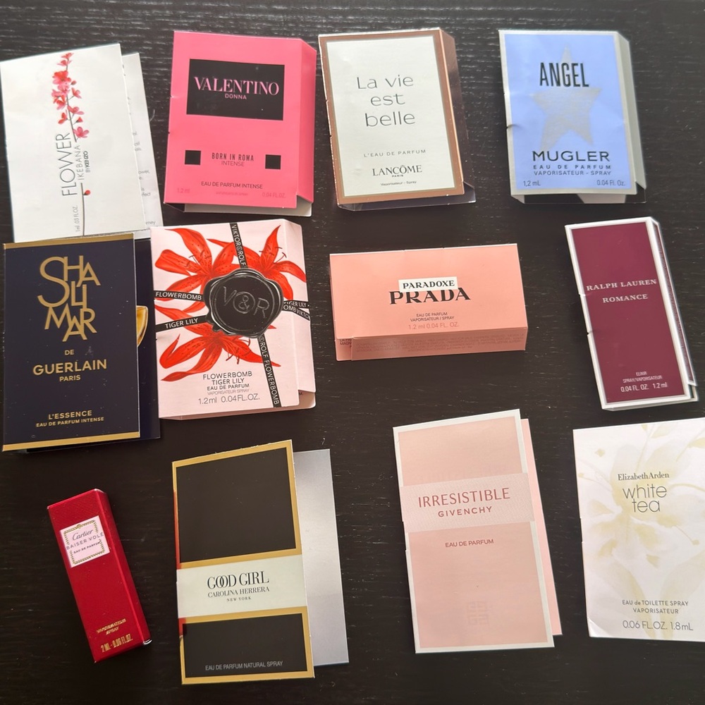 Perfume samples prada givenchy arden valentino kenzo guerlain viktor rolf ralph